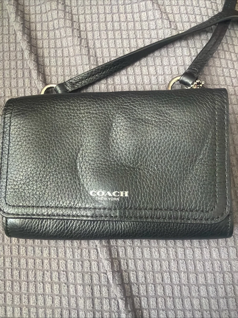 Coach Black LeatherP hone & Crossbody Flap Bag - Picture 2 of 14